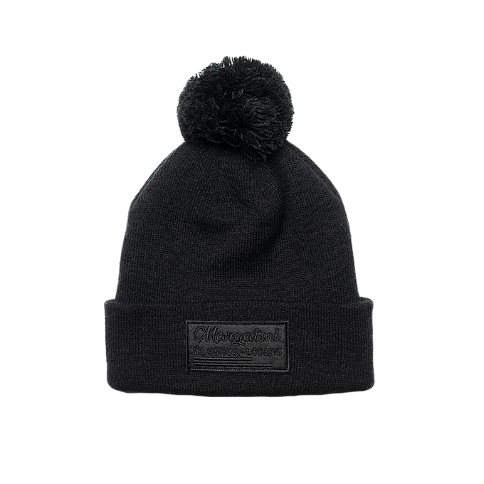 Black Pom Pom Hat